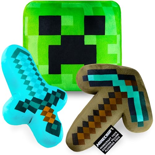 Minecraft Kuscheltier 3 Stück Plüsch Spielzeug ab 1 Jahr Plüschkissen Kinder Plüschtiere für Kinder Baby Jugendliche Gaming Geschenke Geburtstag von Minecraft