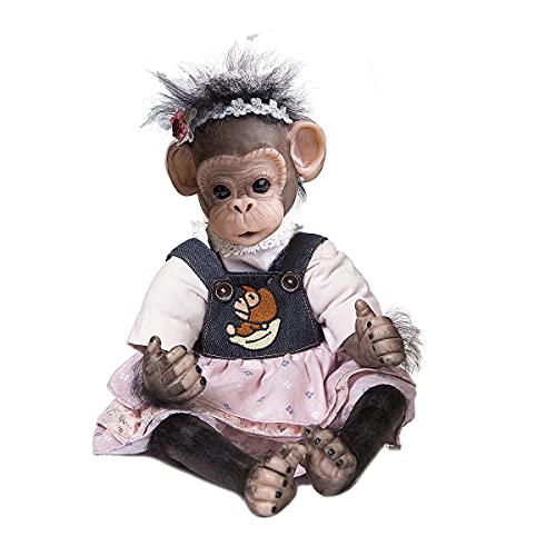 MineeQu 16 Zoll 40CM Real Life Reborn Baby Orang-Utans Cute Real Handmade Detaillierte Malerei Premie Größe Schwarz Neugeborenen AFFE Sammlerstück Kunstpuppe von MineeQu