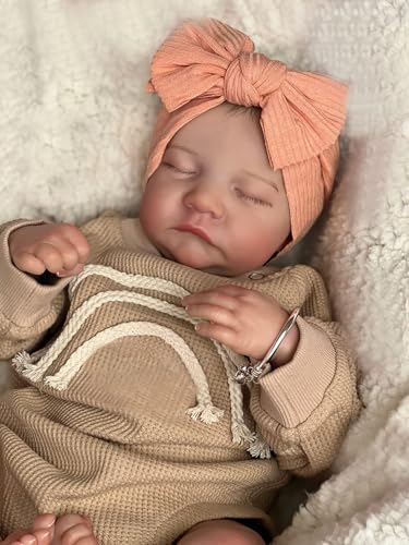 MineeQu 18 Zoll Realistische Baby Puppe Handbemaltes Haar Vinyl-Vollkörper Schlafendes Mädchen Reborn Weicher Strickoutfit & Bogen Geschenksatz MineeQu 18 Zoll Realistische Baby Puppe Handbemaltes Haar Vinyl-Vollkörper Schlafendes Mädchen Reborn Weicher Strickoutfit & Bogen Geschenksatz von MineeQu