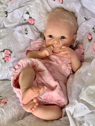 MineeQu 18 Zoll Realistische Baby Puppe Lebensechte Reborn Neugeborenes Mädchenpuppe in Weichem Touch-Vinyl Süßes Gesicht Blondes Haar Rosa Blumenoutfit Geschenksatz MineeQu 18 Zoll Realistische Baby Puppe Lebensechte Reborn Neugeborenes Mädchenpuppe in Weichem Touch-Vinyl Süßes Gesicht Blondes Haar Rosa Blumenoutfit Geschenksatz von MineeQu