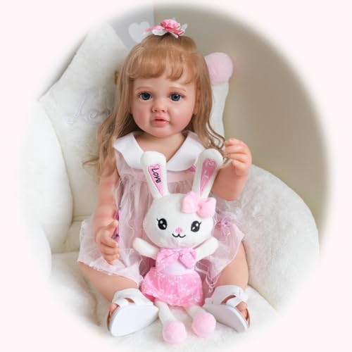 MineeQu 22 Zoll 55CM Lebensechtes kuscheliges Baby verwurzeltes Blondes Haar wiedergeborene Babypuppen Silikon-Vinyl Vollkörper anatomisch korrekt realistische Neugeborene Kleinkind-Mädchen-Puppen MineeQu 22 Zoll 55CM Lebensechtes kuscheliges Baby verwurzeltes Blondes Haar wiedergeborene Babypuppen Silikon-Vinyl Vollkörper anatomisch korrekt realistische Neugeborene Kleinkind-Mädchen-Puppen von MineeQu