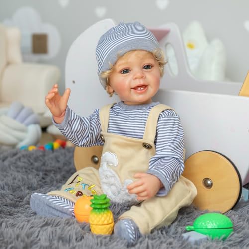 MineeQu 22 Zoll Wurzel Haar lebensechte wiedergeborene Babypuppe aus Silikon Vinyl Ganzkörper anatomisch korrekte Neugeborene realistisch lächelnde Kleinkind Jungenpuppen mit Zähnen die echt Aussehen MineeQu 22 Zoll Wurzel Haar lebensechte wiedergeborene Babypuppe aus Silikon Vinyl Ganzkörper anatomisch korrekte Neugeborene realistisch lächelnde Kleinkind Jungenpuppen mit Zähnen die echt Aussehen von MineeQu