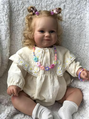 MineeQu 24 Zoll Echte Kleinkindgröße Lächelnde Realistischee Reborn Baby Puppe in Weichen Berühre Vinyl, Lebensechte Neugeborene Prinzessin Mädchen Sammelbare Kunstpuppen mit beschwertem Stoffkörper MineeQu 24 Zoll Echte Kleinkindgröße Lächelnde Realistischee Reborn Baby Puppe in Weichen Berühre Vinyl, Lebensechte Neugeborene Prinzessin Mädchen Sammelbare Kunstpuppen mit beschwertem Stoffkörper von MineeQu