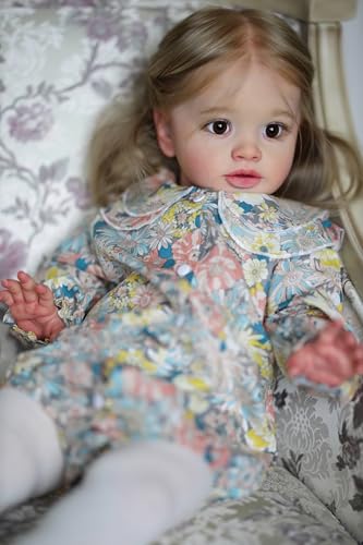 MineeQu 26 Zoll Große Realistische Reborn Baby Puppe mit Gewurzelten Haaren Vinyl Neugeborenes Kleinkind-Mädchen Blumenoutfit Weicher Touch-Körper Sammlungsspielzeug MineeQu 26 Zoll Große Realistische Reborn Baby Puppe mit Gewurzelten Haaren Vinyl Neugeborenes Kleinkind-Mädchen Blumenoutfit Weicher Touch-Körper Sammlungsspielzeug von MineeQu