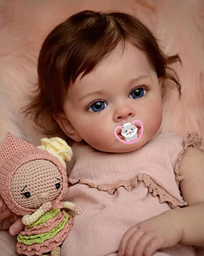 MineeQu 60CM Lebensechte riesige Baby Größe Silikon Vinyl Reborn Baby Puppen Geschenk Set mit Sanfte Berührung gewichtet Körper Neugeborenes Kleinkind Mädchen Dolls sehen für Immer Ihr Sweetheart von MineeQu