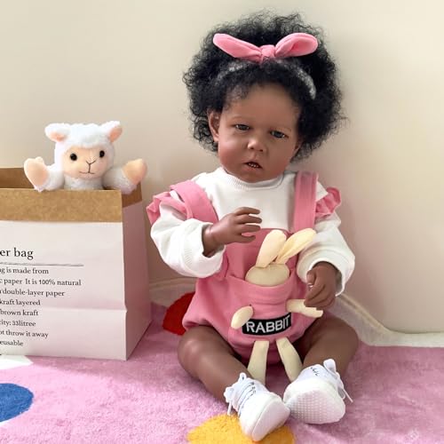 MineeQu Weiche Berührung Gewogenes Baby Realistische wiedergeborene Mädchenpuppe in schwarzer Haut 50CM Wurzelhaar Afroamerikanische lebensechte Neugeborene Baby-Kunst Sammeln Puppen echt Aussehen MineeQu Weiche Berührung Gewogenes Baby Realistische wiedergeborene Mädchenpuppe in schwarzer Haut 50CM Wurzelhaar Afroamerikanische lebensechte Neugeborene Baby-Kunst Sammeln Puppen echt Aussehen von MineeQu
