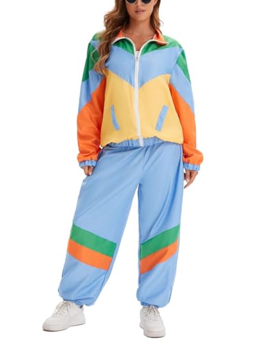 Minetom 80er Jahre Outfit Karneval Kostüm Damen Retro Trainingsanzug Disco Jogginganzug Mottoparty Faschingskostüme Jacke und Hose Zweiteiler Set Sport Freizeitanzug A01 Gelb S Minetom 80er Jahre Outfit Karneval Kostüm Damen Retro Trainingsanzug Disco Jogginganzug Mottoparty Faschingskostüme Jacke und Hose Zweiteiler Set Sport Freizeitanzug A01 Gelb S von Minetom