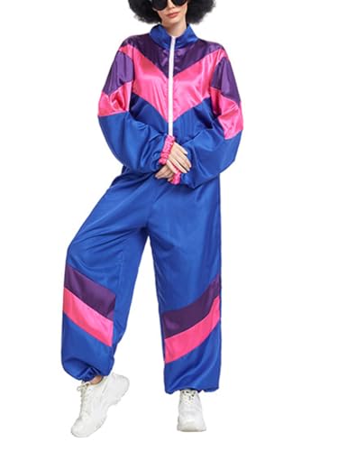 Minetom 80er Jahre Outfit Karneval Kostüm Damen Retro Trainingsanzug Disco Jogginganzug Mottoparty Faschingskostüme Jacke und Hose Zweiteiler Set Sport Freizeitanzug A04 Blau L Minetom 80er Jahre Outfit Karneval Kostüm Damen Retro Trainingsanzug Disco Jogginganzug Mottoparty Faschingskostüme Jacke und Hose Zweiteiler Set Sport Freizeitanzug A04 Blau L von Minetom