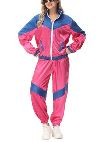 Minetom 80er Jahre Outfit Karneval Kostüm Damen Retro Trainingsanzug Disco Jogginganzug Mottoparty Faschingskostüme Jacke und Hose Zweiteiler Set Sport Freizeitanzug A07 Blau M Minetom 80er Jahre Outfit Karneval Kostüm Damen Retro Trainingsanzug Disco Jogginganzug Mottoparty Faschingskostüme Jacke und Hose Zweiteiler Set Sport Freizeitanzug A07 Blau M von Minetom