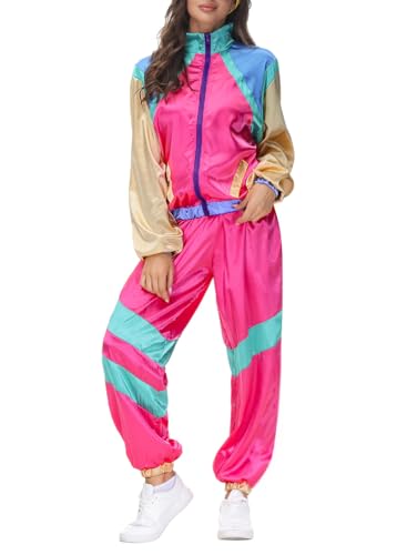 Minetom 80er Jahre Outfit Karneval Kostüm Damen Retro Trainingsanzug Disco Jogginganzug Mottoparty Faschingskostüme Jacke und Hose Zweiteiler Set Sport Freizeitanzug A09 Rose XXL Minetom 80er Jahre Outfit Karneval Kostüm Damen Retro Trainingsanzug Disco Jogginganzug Mottoparty Faschingskostüme Jacke und Hose Zweiteiler Set Sport Freizeitanzug A09 Rose XXL von Minetom
