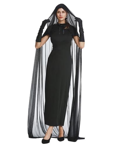 Minetom Halloween Kostüm Damen Horror Kostüm Mittelalter Kleidung Gothic Kleid Maxikleid Retro Renaissance Cosplay Lange Kleid Karneval Party Kleider Z02 Schwarz L von Minetom