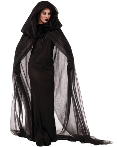Minetom Halloween Kostüm Damen Horror Kostüm Mittelalter Kleidung Gothic Kleid Maxikleid Retro Renaissance Cosplay Lange Kleid Karneval Party Kleider Z07 Schwarz L von Minetom