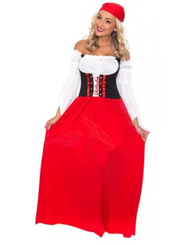 Minetom Halloween Kostüm Damen Horror Kostüm Mittelalter Kleidung Gothic Kleid Maxikleid Retro Renaissance Cosplay Lange Kleid Karneval Party Kleider Z14 Rot S von Minetom