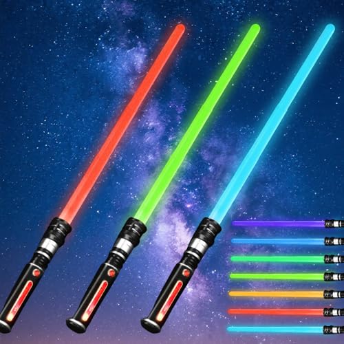 Lichtschwert für Kinder, Lichtschwert mit Sound, 12 Farben mit FX-Sound, 84 cm 2-in-1 Dual-Lichtschwert, erweiterbarer Griff für Halloween Xmas Dress Up Partys Costum Galaxy War Fighters von Mineup