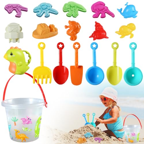 Mineup Strand Sandspielzeug Set,18 Stück Sandkasten Spielzeug Set mit Eimer Schaufel Sandformen Gießkanne, Strandspielzeug Kinder, Sandkasten Strand Spielzeug für ab 1 2 3+ Jahre Jungen Mädchen von Mineup