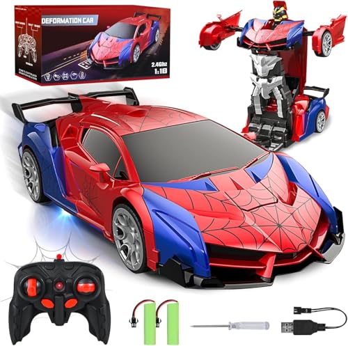 Mineup 2 in 1 Ferngesteuertes Auto, 2,4Ghz Transforming RC Spielzeug mit Licht, RC Cars Spielzeug mit Fernbedienung,1:18 Drift Car, Spielzeu Rennauto Für Ab 4 5 6 7 8 + Jahre Kinder Und Erwachsene von Mineup