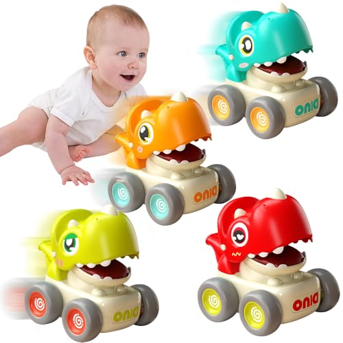 Mineup Baby Auto Spielzeug ab 1 Jahr, 4 Stück Press and Go Auto für Kleinkinder ab 1 2 3 Jahren, Baby Aufziehauto, Spielzeugautos ab 1 Jahren, Montessori Geschenk für Jungen Mädchen ab 12 18 Monaten von Mineup