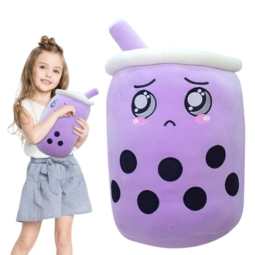 Mineup Bubble Tea Kuscheltier, 24CM Milchtee Softpuppe Teetasse, Kawaii Bubble Tea Plüschtier, Stofftier Boba Tea, Doll Tea Cup Umarmungskissen Geschenk Gefüllt für Kinder Mädchen Jungen（Lila） von Mineup