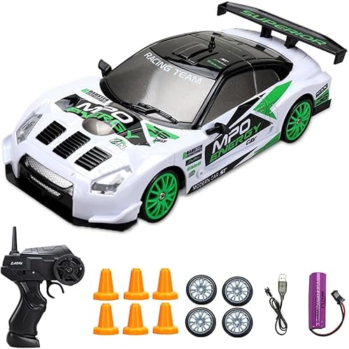 Mineup Ferngesteuertes Auto, 1:24 RC Cars Spielzeug, 2,4Ghz Spielzeugauto, 45km/h 4WD RC Drift Car, RC Auto Mit Fernbedienung, Spielzeug Rennauto Mit Licht Für Ab 4 5 6 7 8 + Jahre Kinder Erwachsene von Mineup