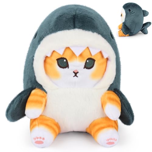 Mineup Katze Plüschtier, 22cm Fat Shark Katze Plüsch Spielzeug, Kawaii Katze Kuscheltier, plüschtier Katze Geschenk für Kinder Mädchen Jungen Kissen Puppe von Mineup