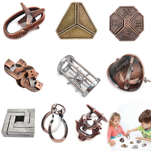 Mineup Knobelspiele Metall, 9 Stück Metallpuzzle Metallknobellei Geduldsspiele IQ Spiele Geduldspiel, Metall Geduldspiele für Kinder, 3D Metall Knobelspiele, Brainteaser Puzzle für Kinder Erwachsene Mineup Knobelspiele Metall, 9 Stück Metallpuzzle Metallknobellei Geduldsspiele IQ Spiele Geduldspiel, Metall Geduldspiele für Kinder, 3D Metall Knobelspiele, Brainteaser Puzzle für Kinder Erwachsene von Mineup