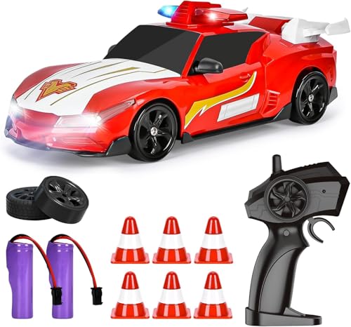 Mineup RC Drift Car, 1:24 Ferngesteuertes Auto, 18km/h 4WD RC Cars Spielzeug, 2,4Ghz Spielzeugauto, RC Auto mit Fernbedienung, Spielzeug Rennauto mit LED-Licht für Ab 5 6 7 8 + Jahre Kinder Erwachsene von Mineup