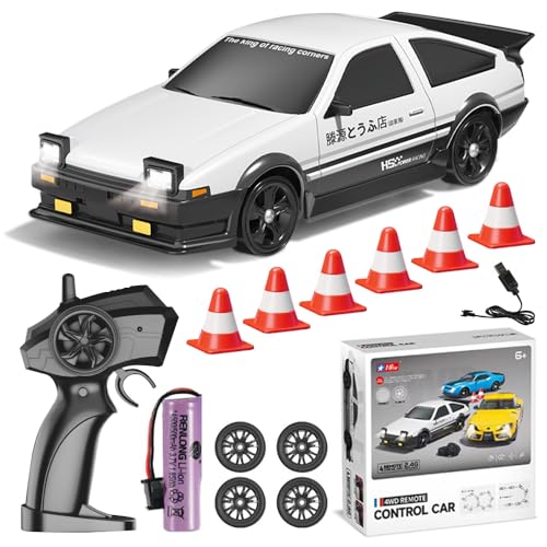 Mineup RC Drift Car, 1:24 Ferngesteuertes Auto, 30km/h 4WD RC Cars Spielzeug, 2,4Ghz Spielzeugauto, RC Auto mit Fernbedienung, Spielzeug Rennauto mit LED-Licht für Ab 5 6 7 8 + Jahre Kinder Erwachsene von Mineup