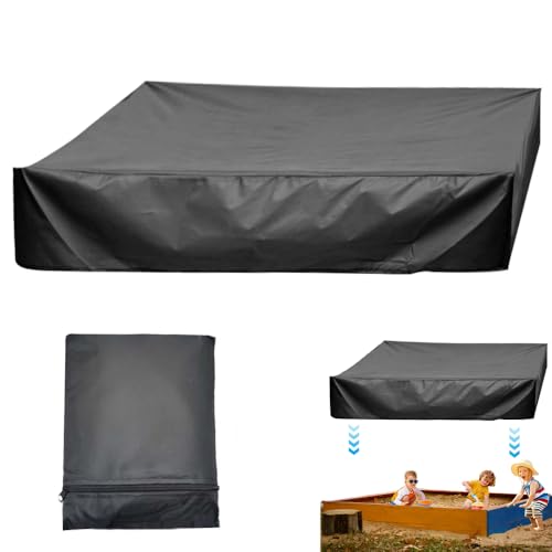Mineup Sandkasten Abdeckung,150X150X20CM Wasserdicht Sandkastenabdeckung mit Aufbewahrungstasche,Sandkastenplane, Wasserdicht 210D Oxford-Stoff Kordelzug Sandkastenabdeckung für Sandkasten Pool Garten von Mineup