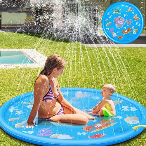 Mineup Splash Pad, 170 cm Kinder Splash Pad, Sprinkle and Splash Play Mat, Aufblasbare Outdoor Party Sprinkler Pad Planschbecken für Kinder ab 3 Jahren, Wasserspielzeug für Sommer, Outdoor, Garten, von Mineup
