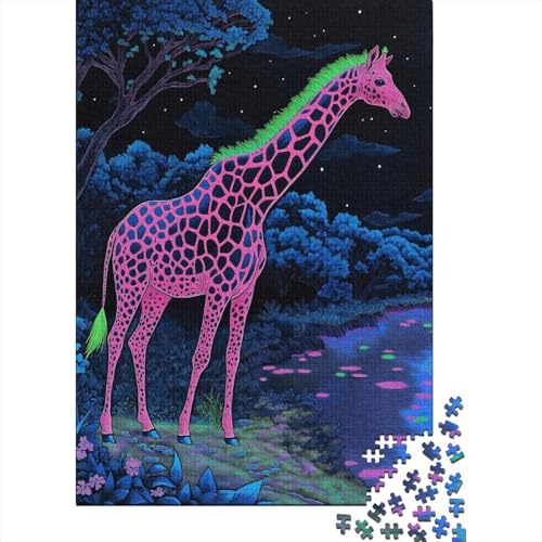 Giraffe Puzzle 1000 Teile Schwer Puzzle Spielzeug Pädagogisches Spiel Impossible Herausforderungsspielzeug Für Erwachsene Kinder 1000pcs (75x50cm) von MingSheng