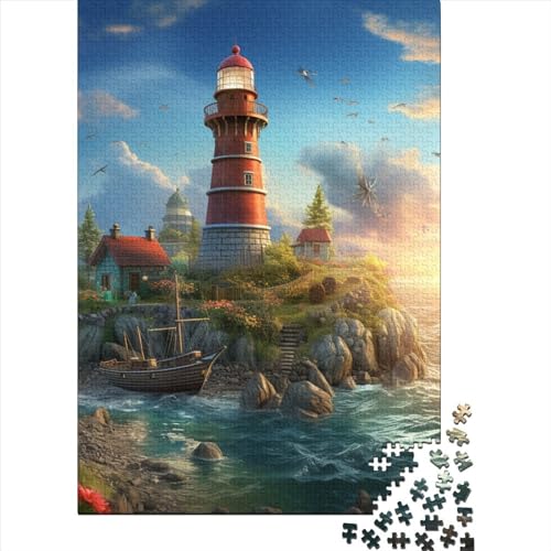 Küste Leuchtturms Puzzle 1000-teilige Schwer Puzzle Spielzeug Pädagogisches Spiel Impossible Herausforderung Spielzeug Für Erwachsene Und Kinder in Bewährter 1000pcs (75x50cm) von MingSheng