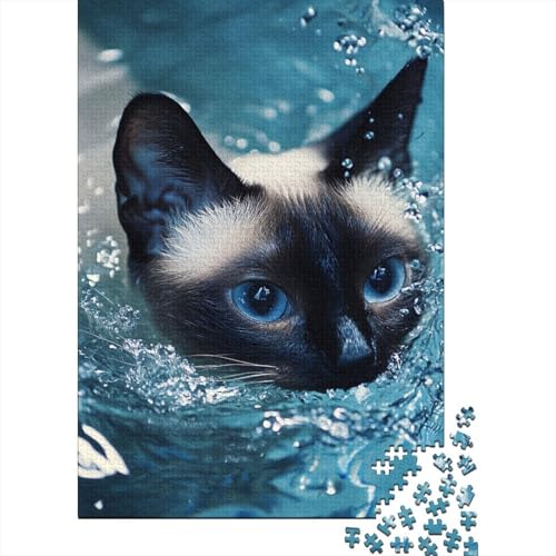 Siamesische Kätzchen Puzzles 1000 Teile Schwer Puzzle Spielzeug Lernspiel Impossible Herausforderungsspielzeug Für Erwachsene Und Kinder Ab 14 Jahren 1000pcs (75x50cm) von MingSheng