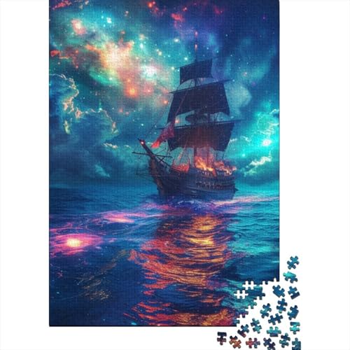 Starlight Segelboot Puzzle 1000-teilige Schwer Puzzle Spielzeug Lernspiel Impossible Herausforderung Spielzeug Für Erwachsene Kinder 1000pcs (75x50cm) von MingSheng