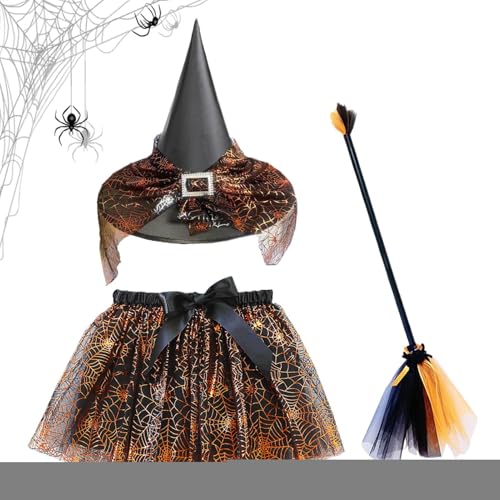 Halloween Hexenkostüme für Kinder, Hexen Kostüm Set Mit Besen Und Rock, Halloween Cosplay Kostüm Set mit elastischem für Mottoparty Fotoshow Maskerade Bühnenshow Halloween Hexenkostüme für Kinder, Hexen Kostüm Set Mit Besen Und Rock, Halloween Cosplay Kostüm Set mit elastischem für Mottoparty Fotoshow Maskerade Bühnenshow von Mingchengheng