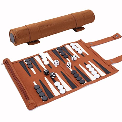 Backgammon Set - Leder Backgammon Sets Für Erwachsene, Backgammon Brettspiel,Tragbar 2 Spieler Roll-up Backgammon-Set Für Erwachsene Brettspiel von Mingchengheng