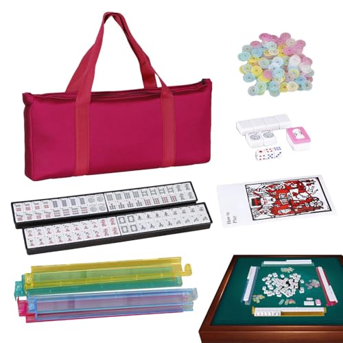 US Mahjong Spielsteine - 166 Spielsteine Reise-Mahjong-Set Mit Tragetasche,Vollständiges Spiel Mit Linealen & Würfeln Für Anfänger, Senioren & Einsteiger US Mahjong Spielsteine - 166 Spielsteine Reise-Mahjong-Set Mit Tragetasche,Vollständiges Spiel Mit Linealen & Würfeln Für Anfänger, Senioren & Einsteiger von Mingchengheng