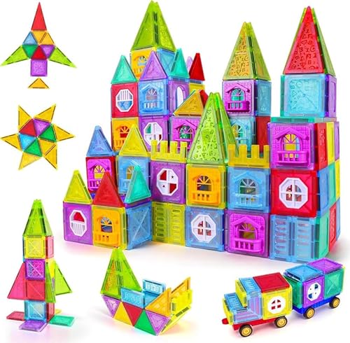 Mingfuxin Magnetische Bausteine für Kinder, Magnetbausteine Magnetspielzeug für Kinder Kinderspielzeug Starke Magnetspiele Kreativität Geburtstag Geschenke ab 3 4 5 6 7 8 Jahre Mädchen Junge von Mingfuxin