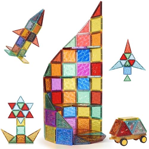 Mingfuxin Magnetische Bausteine für Kinder, Magnetbausteine Magnetspielzeug für Kinder Kinderspielzeug Starke Magnetspiele Kreativität Geburtstag Geschenke ab 3 4 5 6 7 8 Jahre Mädchen Junge von Mingfuxin