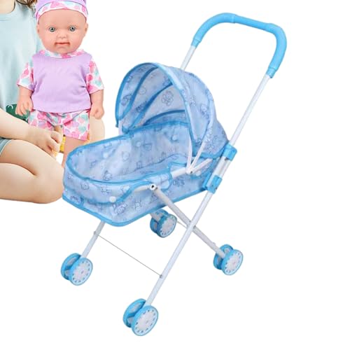 Minhaxue Baby Puppen, Faltbarer Puppenwagen, Ankleidepuppe Kinderwagen Set, interaktiver Spielzeugwagen, Rollenspielspielzeug für jungens und Mädchen von Minhaxue