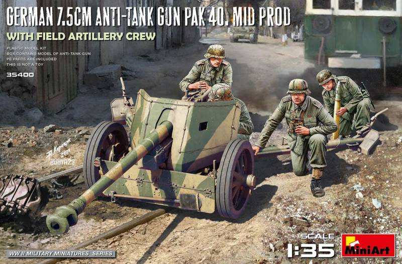 Dt. 7,5cm PaK 40 m.Crew (4) m Prod. von Mini Art