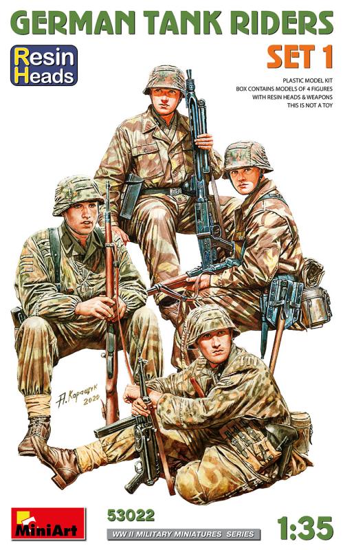 Dt. Panzerbesatzung sitzend - Resin Köpfe [4 Figuren] von Mini Art