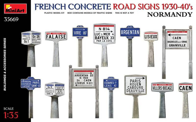 French Concrete Road Signs 1930-40´s. Normandy von Mini Art