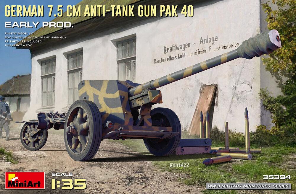 German 7.5cm Anti-Tank Gun PaK 40. Early Prod von Mini Art