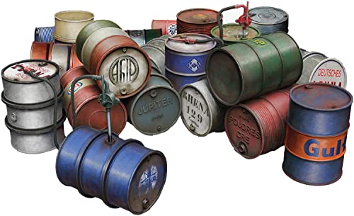 MiniArt 49007 1:48 Öl-/Kraftstofffässer 1930-50 (20) - originalgetreue Nachbildung, Modellbau, Plastik Bausatz, Basteln, Hobby, Kleben, Modellbausatz, Zusammenbauen, unlackiert von MiniArt