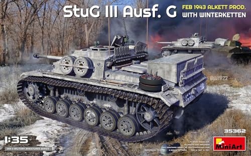 Mini Art 35362 1:35 Dt. STUG III AUSF.G 1943 WK Alkett - originalgetreue Nachbildung, Modellbau, Plastik Bausatz, Basteln, Hobby, Kleben, Modellbausatz, Zusammenbauen, unlackiert von MiniArt