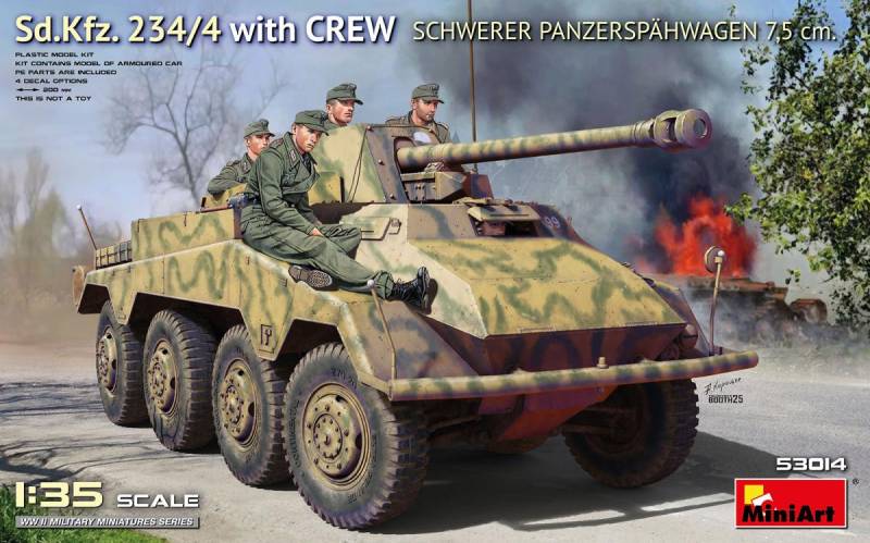 Sd.Kfz. 234/4 Schwerer Panzerspähwagen 7,5 cm w/Crew (4 Figuren) von Mini Art