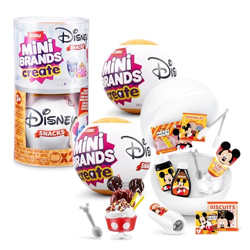 Mini Brands Create Disney Snacks Serie 1 Kapsel von ZURU – lizenzierte Minis zum Sammeln, Blindverpackung, DIY, Basteln, Harz zum Spielen, Neuheit, Lebensmittelnachbildungen, ab 14 Jahren (2 Kapsel) von Mini Brands