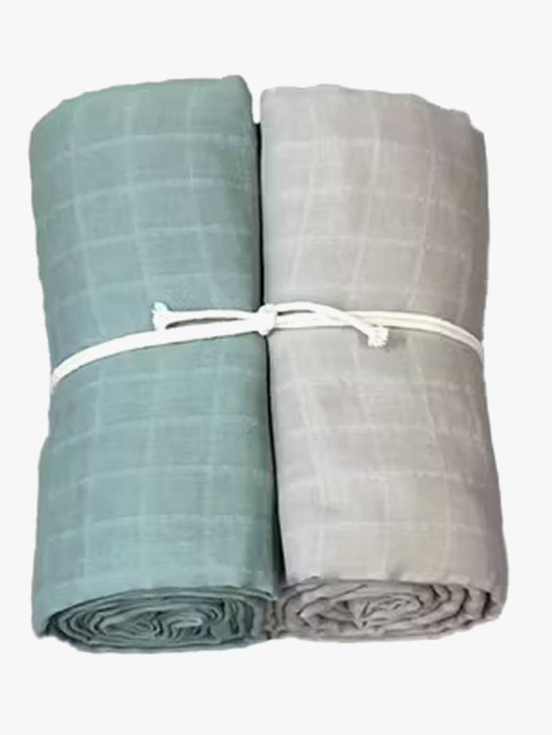 Mini Dreams Musselintuch 2er-Pack, Grün/Sand von Mini Dreams