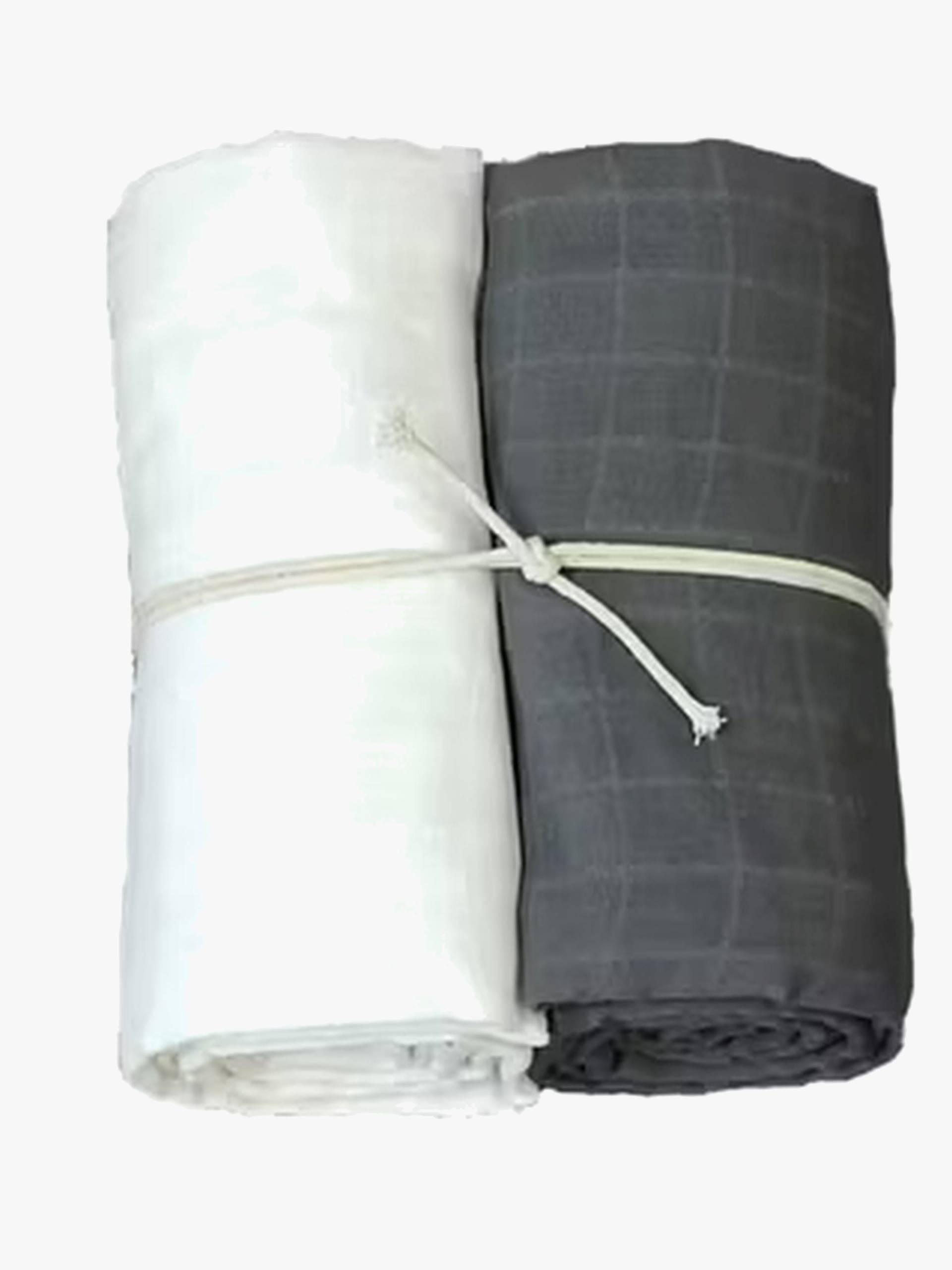 Mini Dreams Musselintuch 2er-Pack, Weiß/Grau von Mini Dreams