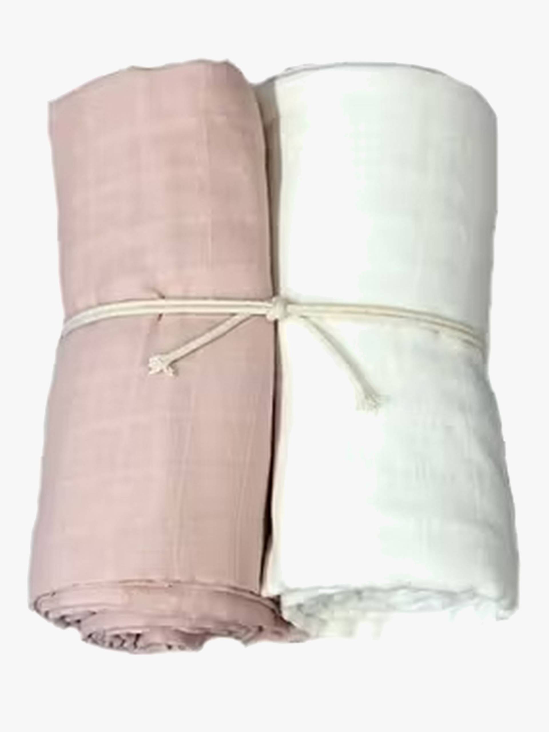 Mini Dreams Musselintuch 2er-Pack, Weiß/Rosa von Mini Dreams